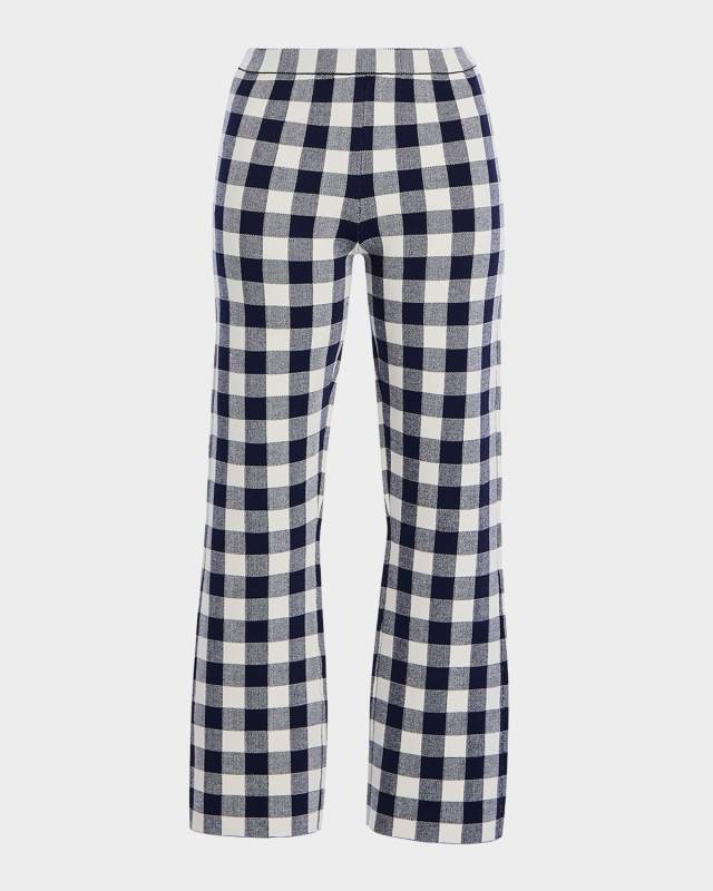 Tailia Gingham Knit Flare Pants
